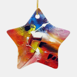 Abstract Expressionism Painting Ceramic Tree Decoration