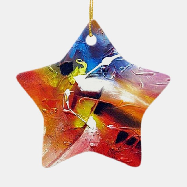 Abstract Expressionism Painting Ceramic Tree Decoration (Front)