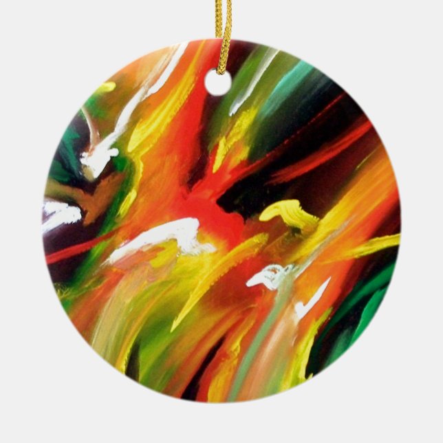 Abstract Expressionism Painting Ceramic Tree Decoration (Front)