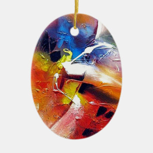 Abstract Expressionism Painting Ceramic Tree Decoration