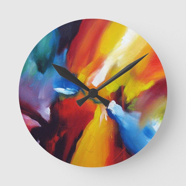 Abstract Expressionism Painting Round Clock (Front)