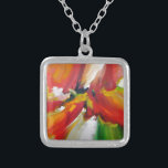 Abstract Expressionism Painting Silver Plated Necklace<br><div class="desc">Red Yellow Green Abstract Expressionism Painting</div>