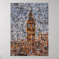 Abstract Expressionist Big Ben London Drip Art
