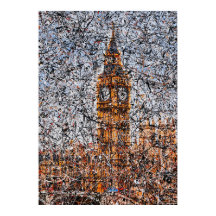 Abstract Expressionist Big Ben London Drip Art
