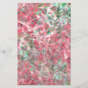 Abstract Expressionist Dance in Pink and Green Stationery