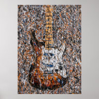 Abstract Expressionist Electric Guitar Drip Art
