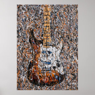 Abstract Expressionist Electric Guitar Drip Art Poster