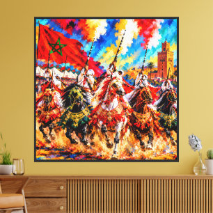 Abstract Expressionist Morocco Horsemen Canvas  Print