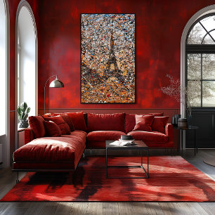 Abstract Expressionist Paris Eiffel Tower Drip Art Poster