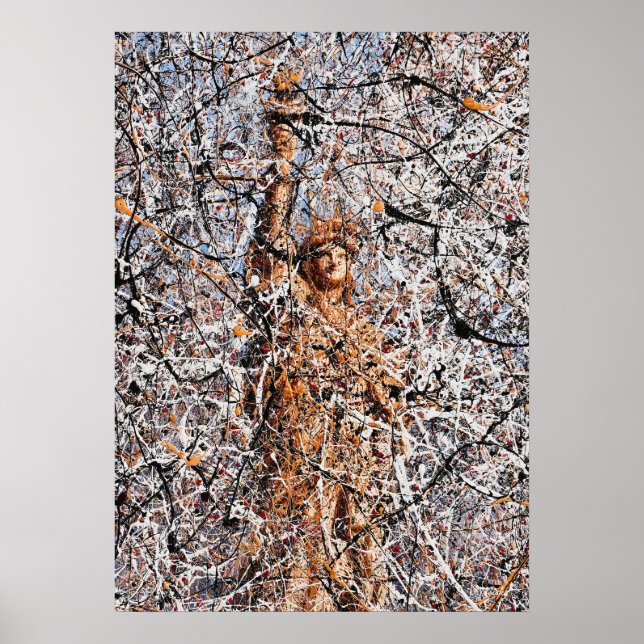 Abstract Expressionist Statue of Liberty Drip Art Poster (Front)