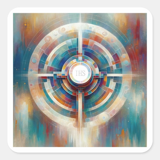 Abstract Expressionist Style Eucharistic Communion Square Sticker (Front)