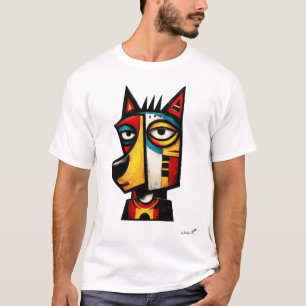 Abstract Expressionist Wolf Geometric Modern Art T-Shirt