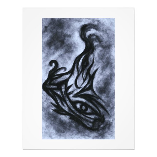 Abstract Eye and Flame Charcoal Art Photo Print (Front)