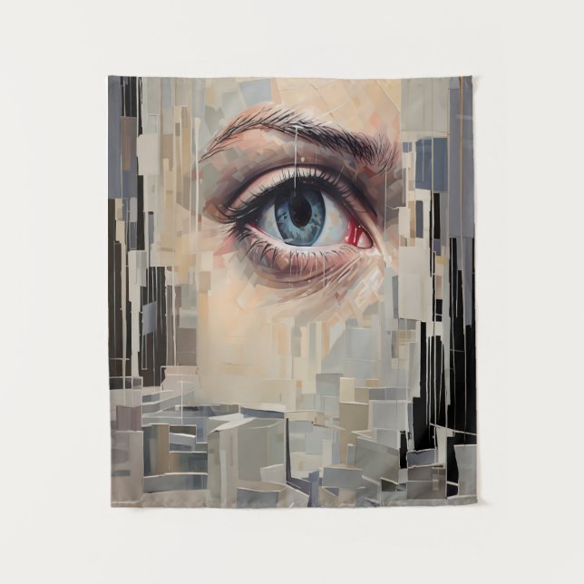 Abstract Eye – Surreal Geometric Vision Art Tapestry (Front)