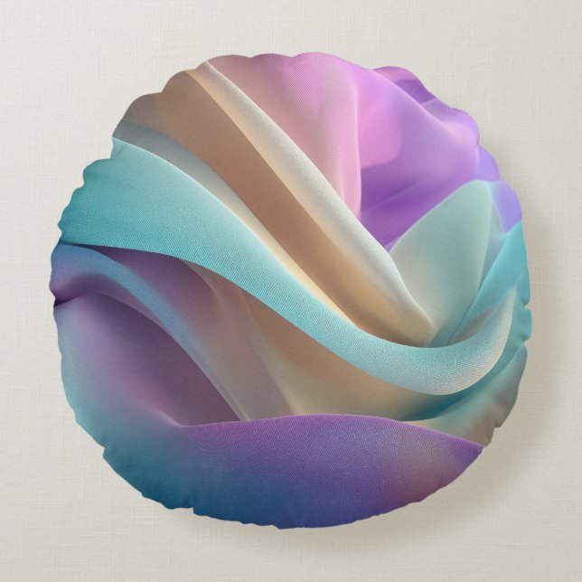 Abstract Fabric Texture in Pastel Tones Round Cushion (Front)