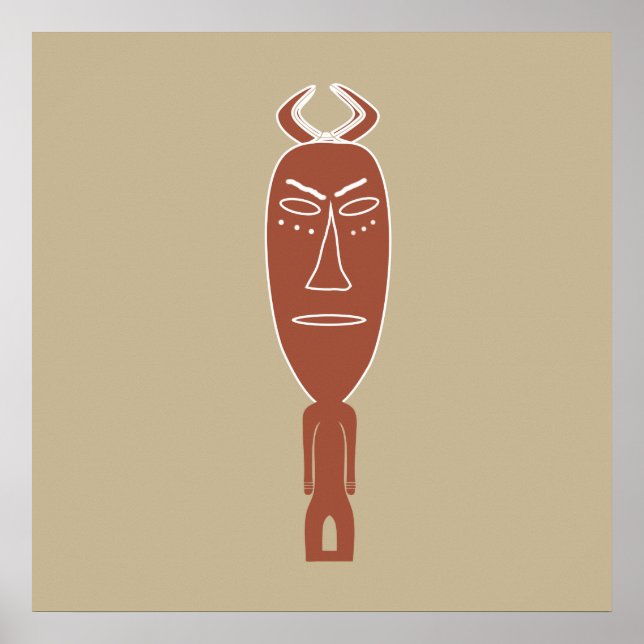 Abstract face African tribal indigenous art Poster (Front)