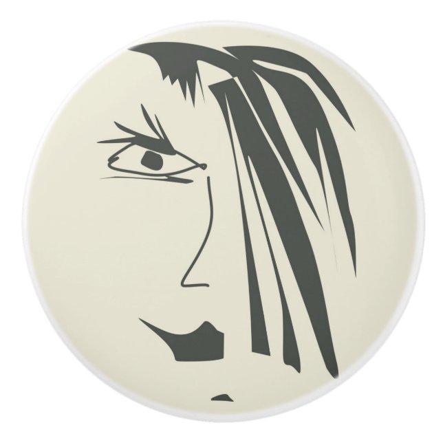 Abstract face . ceramic knob (Front)