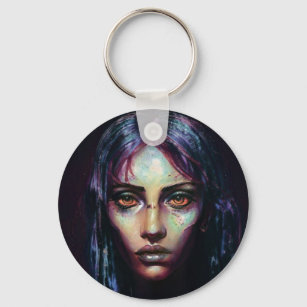 abstract face female robotic light switch cover to key ring