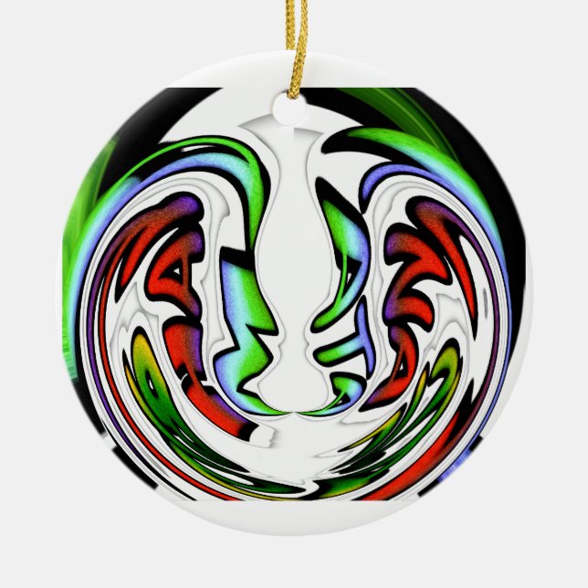 Abstract Face Hakuna Matata Art Print Ceramic Tree Decoration (Front)