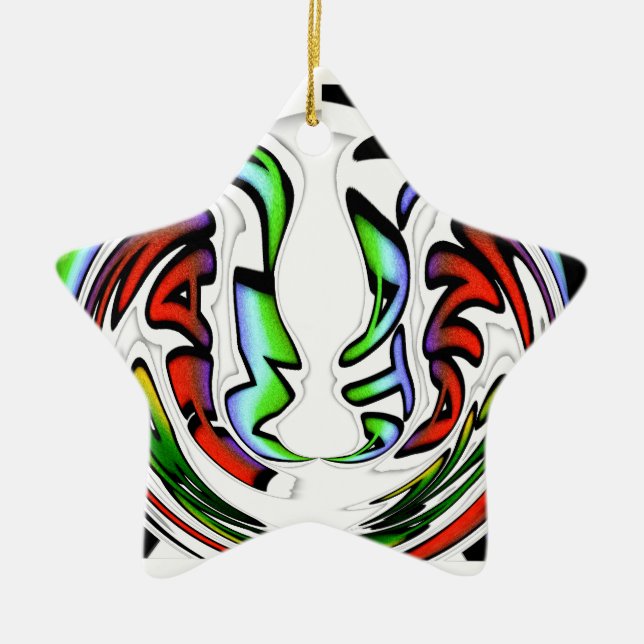 Abstract Face Hakuna Matata Art Print Ceramic Tree Decoration (Front)