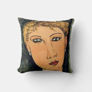 Abstract Face In Blue Cushion