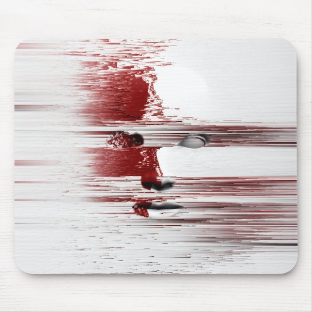 Abstract face in red mouse mat (Front)