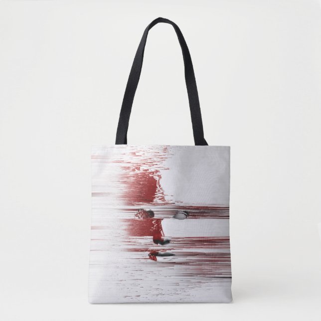 Abstract face in red tote bag (Front)