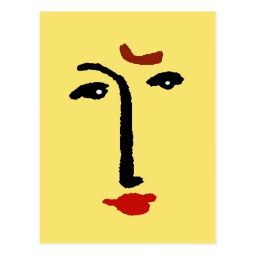 Image of Abstract Face In Yellow Postcard