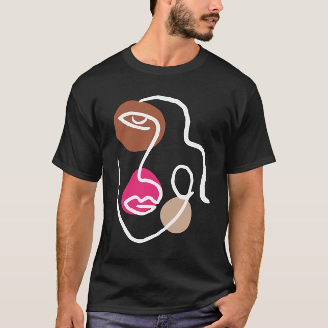 Abstract Face Line Art Minimalist T-Shirt (Front)