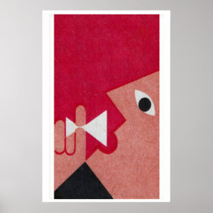 Abstract Face Matchbox Art Print, Czechoslovak Poster