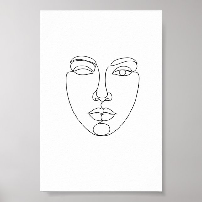 Abstract Face Minimalist Line Art Poster (Front)