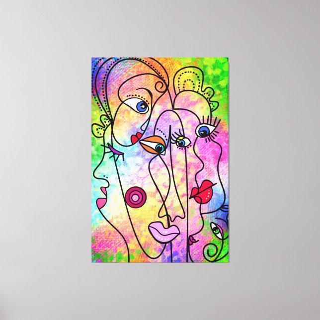 Abstract Face Moods Canvas Print Modern Painting (Front)