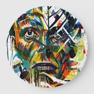 Abstract face of an alien large clock
