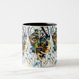 Abstract face of an alien Two-Tone coffee mug