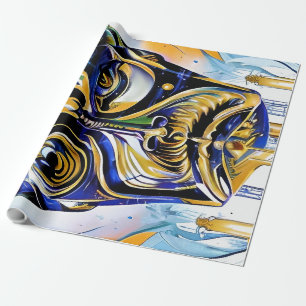 Abstract face of an alien wrapping paper