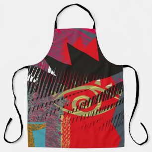 Abstract face painting, wall art, vintage design i apron
