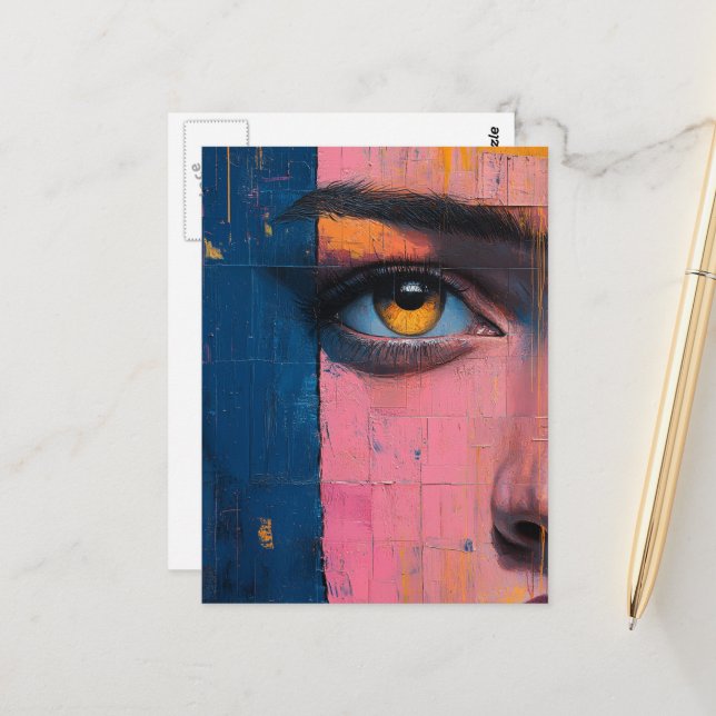 Abstract Face Postcard (Front/Back In Situ)