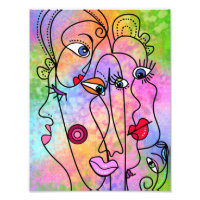 Abstract Face Poster Cubism Painting