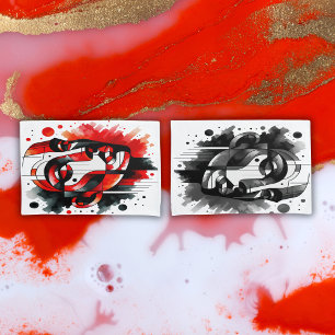 Abstract Face Red, Black and White    Pillowcase