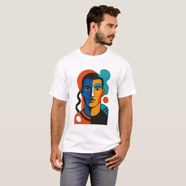 Abstract Face T-Shirt | Modern Pop Art Graphic Tee (Front Full)