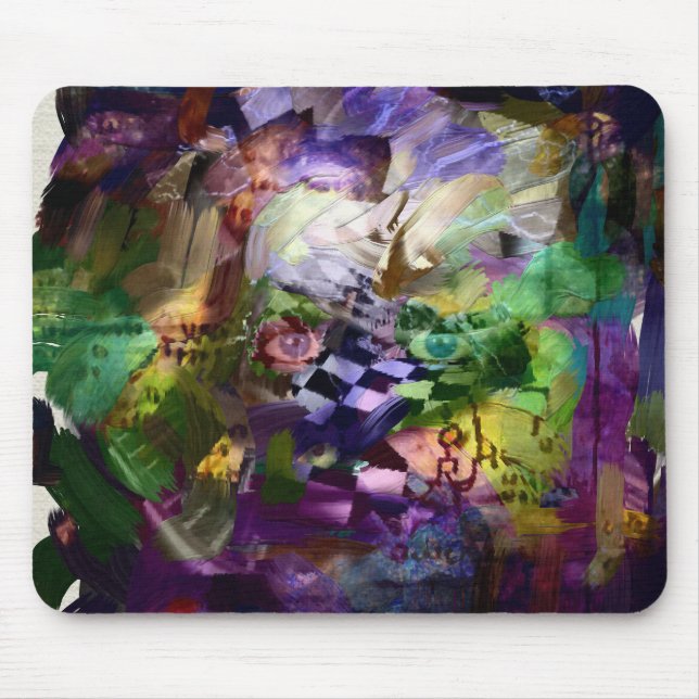 Abstract face with symbols mouse mat (Front)