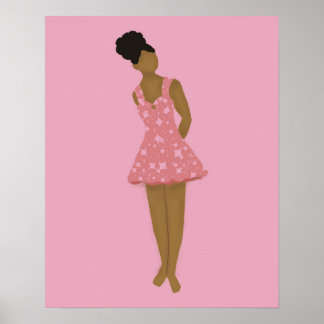 Abstract Faceless Pretty Girl with Afro Puff  Poster