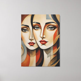 Abstract faces an abstract painting of female f canvas print