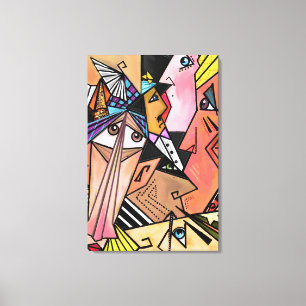 Abstract Faces Cubism Portrait Canvas Print