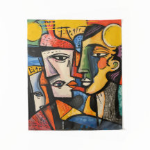 abstract faces, cubist art, modern expressionism,