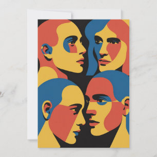 Abstract Faces Grid Art Print, Human Faces Invitation