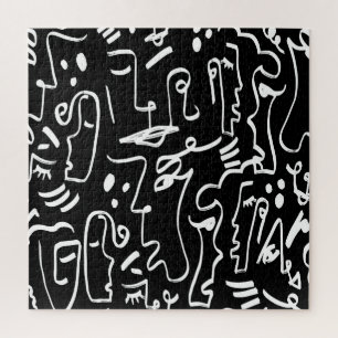 Abstract Faces Masks: Geometric Pattern Jigsaw Puzzle