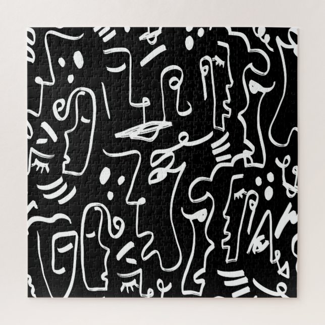 Abstract Faces Masks: Geometric Pattern Jigsaw Puzzle (Vertical)