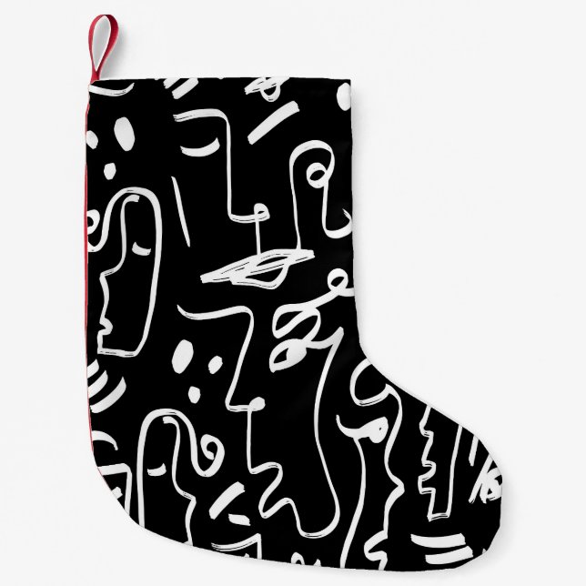 Abstract Faces Masks: Geometric Pattern Small Christmas Stocking (Front)