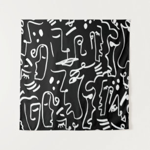 Abstract Faces Masks: Geometric Pattern Tapestry